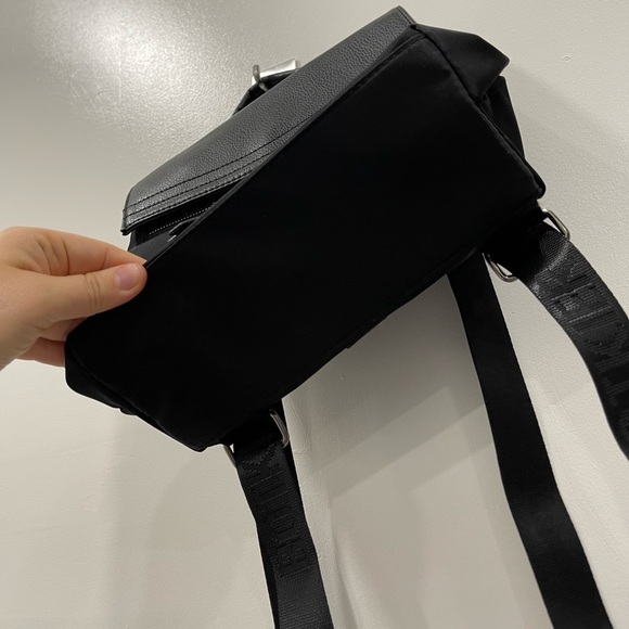 Botkier Nylon Leather Mini Backpack Spellout Straps Black New - Picture 4 of 11